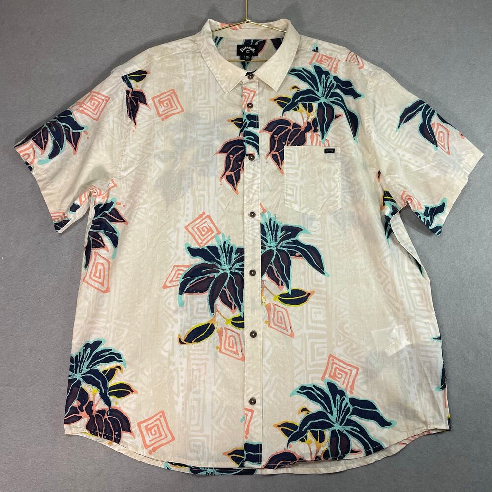 Billabong Hawaiian Shirt Mens XXL Tropical Button Up Aloha Beach Cotton